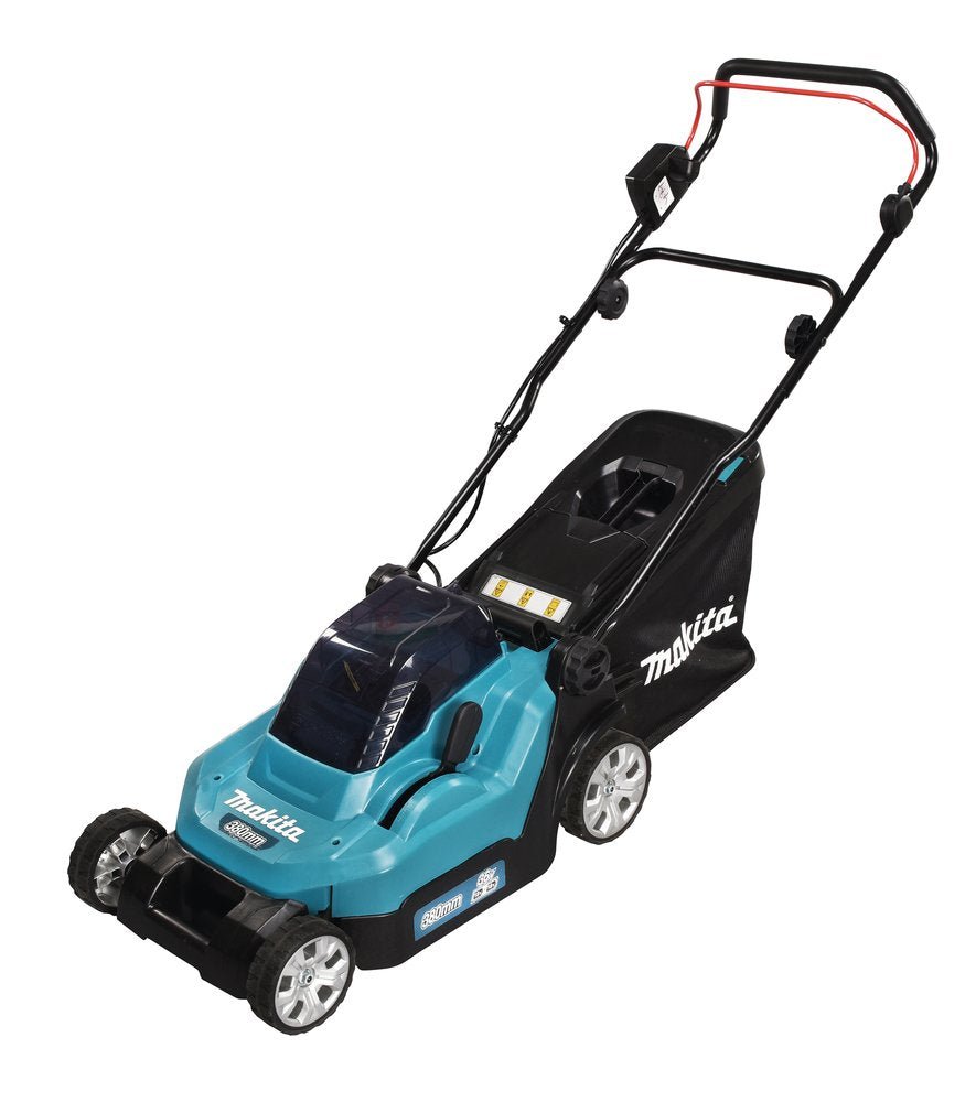 Makita_DLM382PM2_mit_2_x_4_Ah_Akku_und_Ladeger.jpg Makita Akku-Rasenmäher DLM382PM2 mit 2 x 4 Ah Akku und Ladegerät – Bild 1