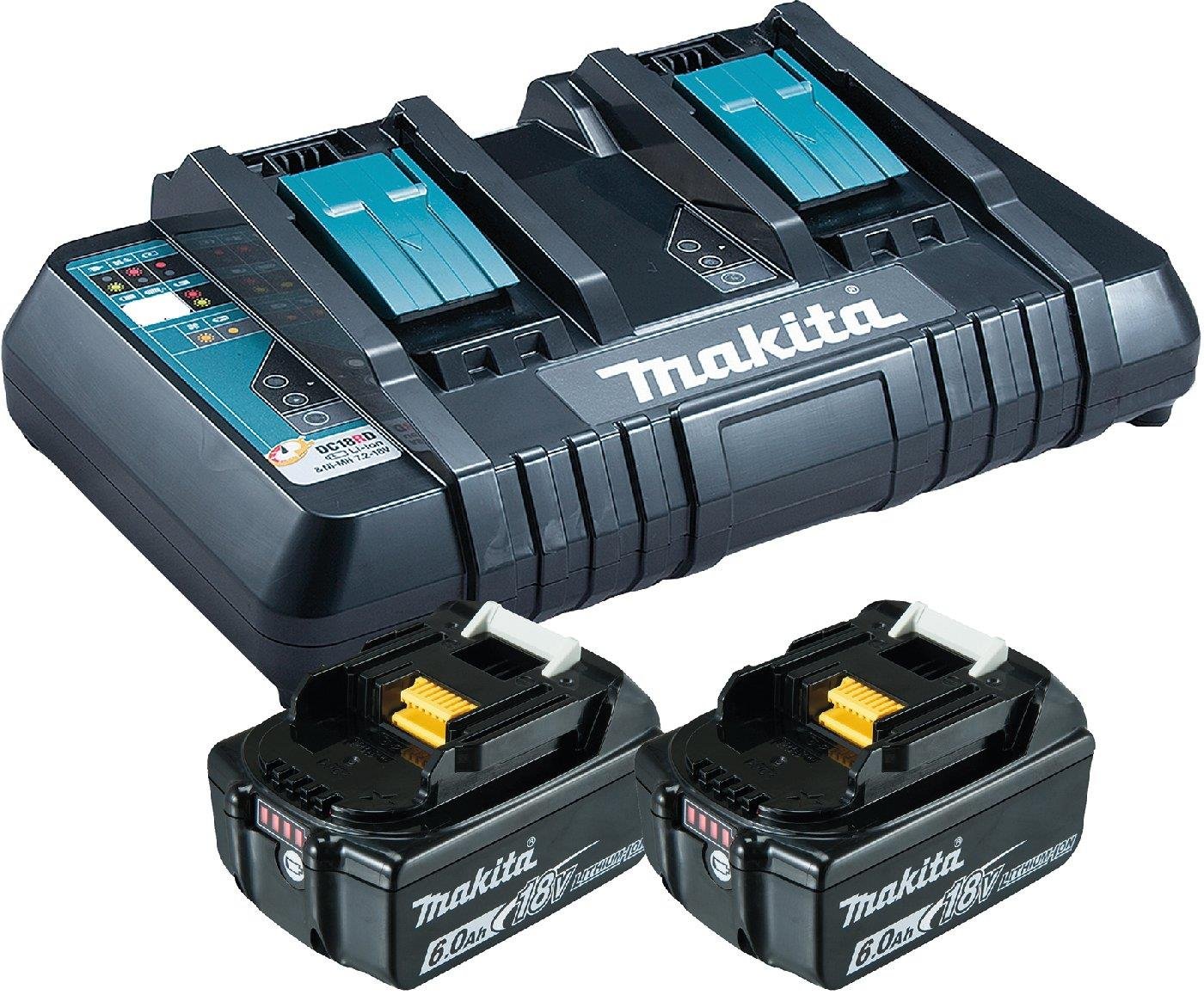 Makita_Power_Source_Kit_Li_180V_6Ah_mit_Doppel.jpg Makita Akku Power Source Kit Li 18,0V mit 2 x Akku 6 Ah und Doppelladegerät – Bild 1