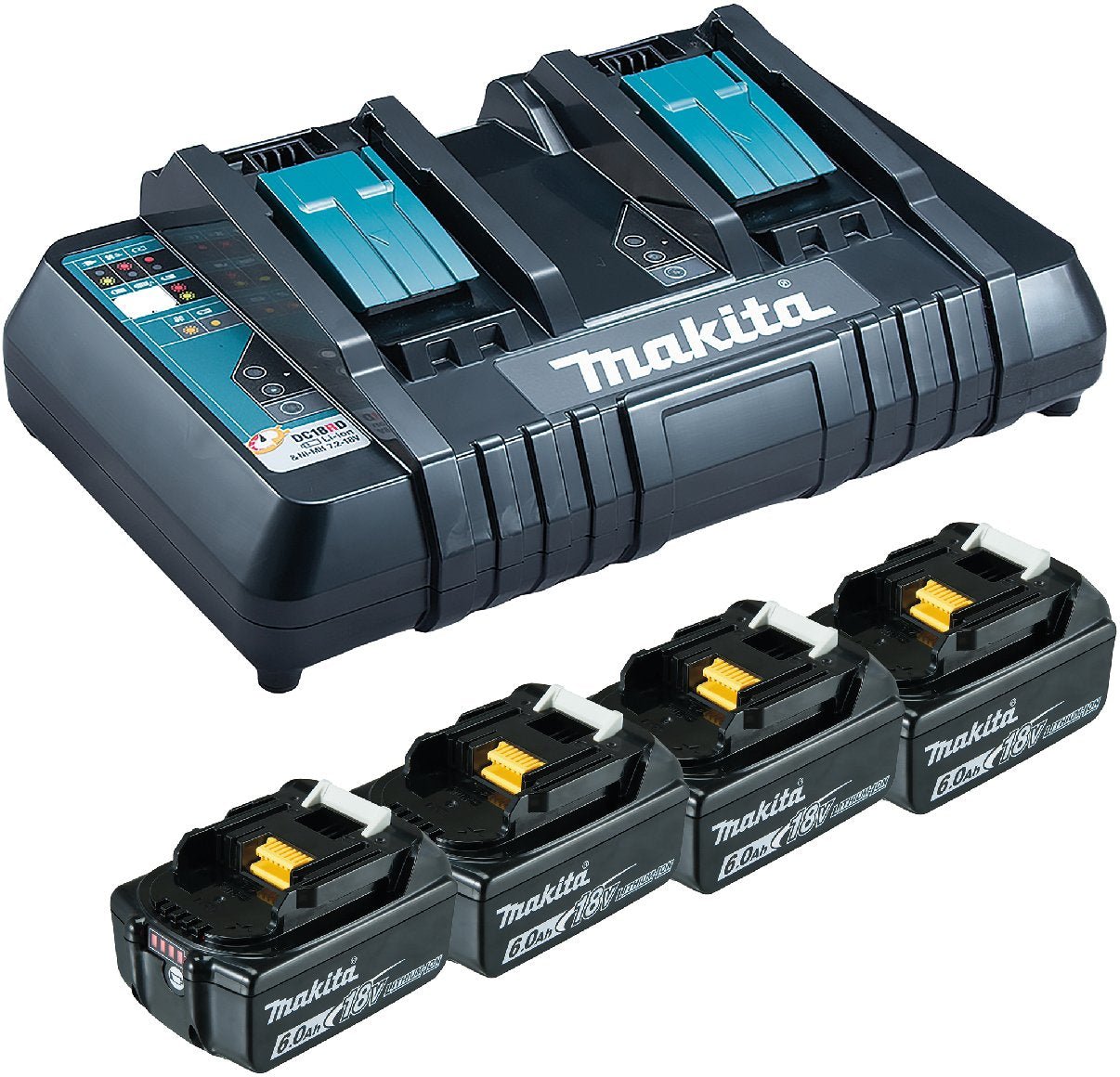 Makita_Power_Source_Kit_Li_180V_6Ah_mit__71204.jpg Makita Akku Power Source Kit Li 18,0V mit 4 x Akku 6 Ah und Doppelladegerät – Bild 1